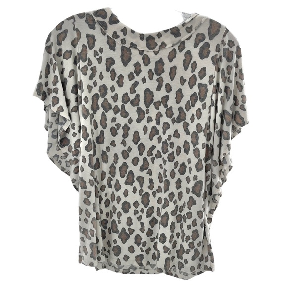 Impressions Leapord Print Flutter Sleeve Top Size Small - Picture 1 of 6